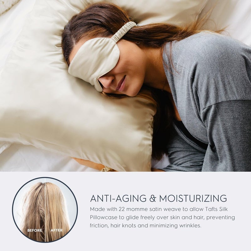 Tafts Pillow Cases - 22mm 100% Pure Mulberry 6A Silk Pillowcase for Hair & Skin with Zipper Closure, Cooling, Natural, Organic, Double Sided Silk Pillow Case (Cool White, King 20"x36", 1pc) - Image 3